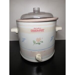 VTG 1990's Rival 3.5 Qt Crock Pot Slow Cooker Model 3150/2 Floral TESTED & WORKS
